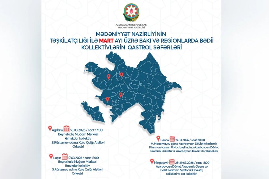 Regionlarda qastrol proqramı çərçivəsində martda 4 rayonda konsert təşkil olunacaq